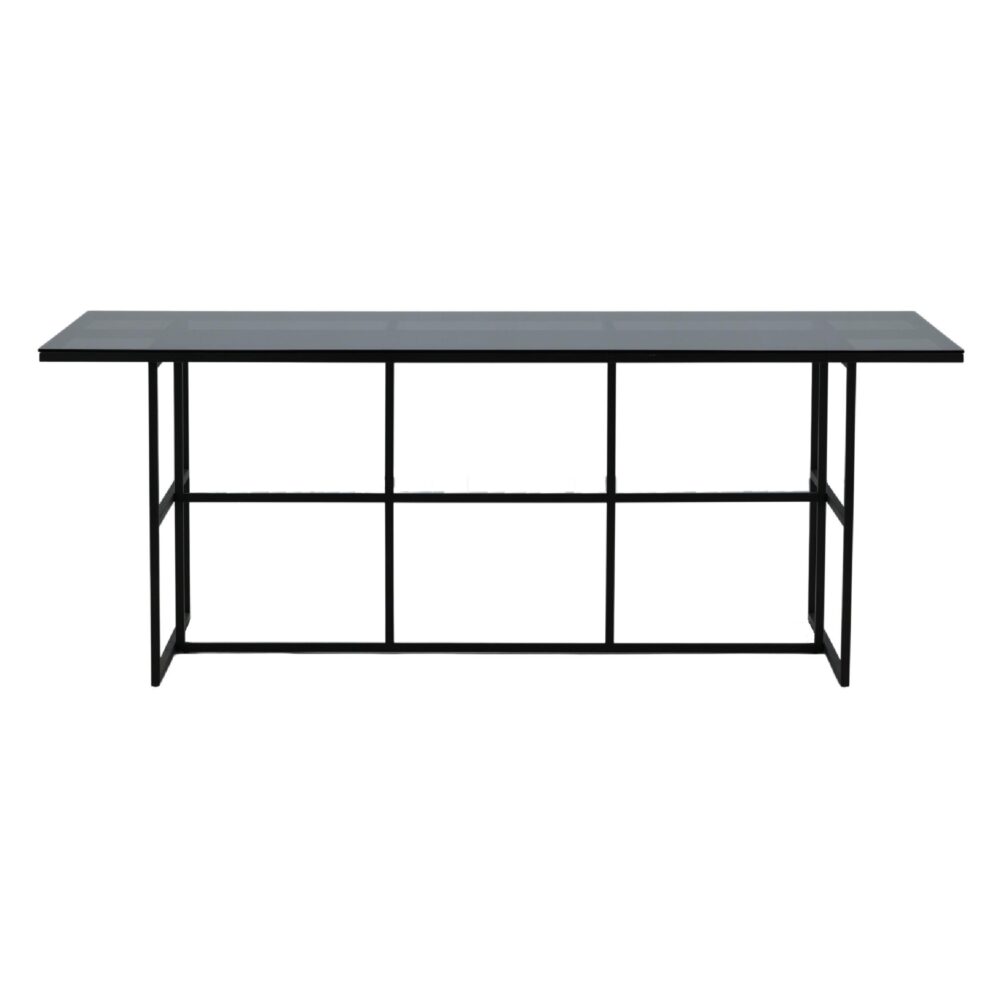 Industriële eettafel zwart glas afbeelding 1