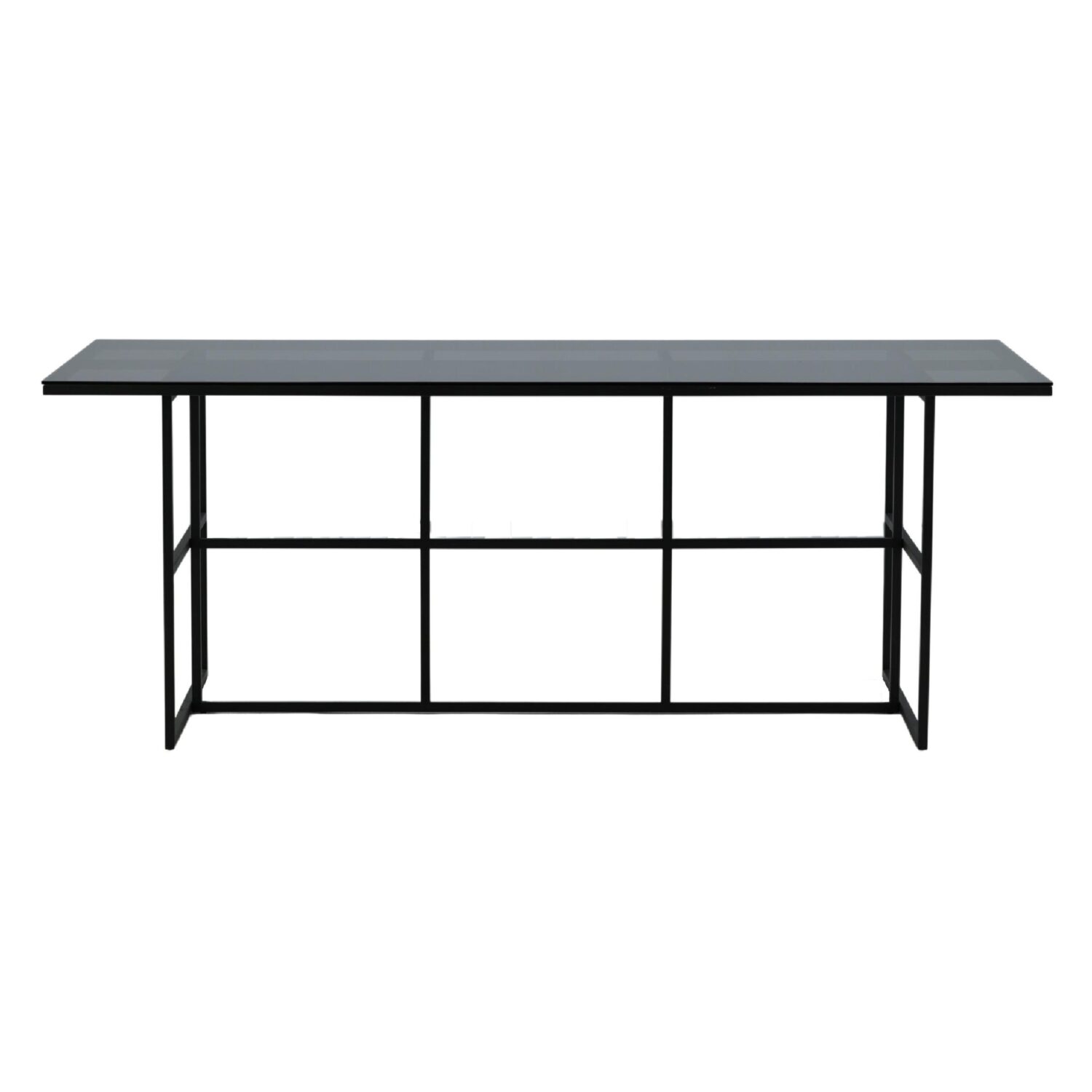 Industriële eettafel zwart glas afbeelding 1
