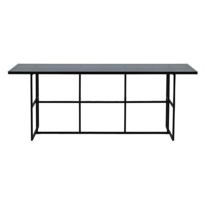 Industriële eettafel zwart glas afbeelding 1