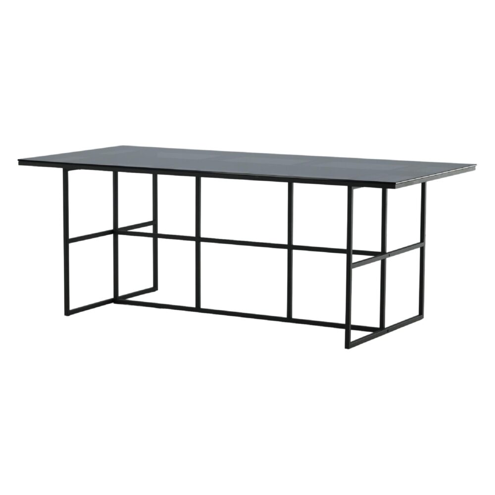Industriële eettafel zwart glas afbeelding 2