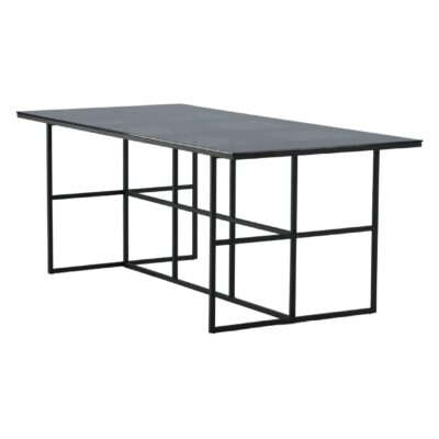 Industriële eettafel zwart glas afbeelding 3