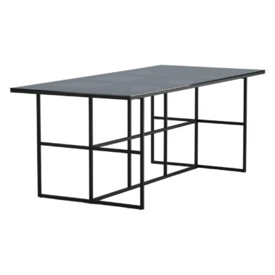 Industriële eettafel zwart glas afbeelding 5