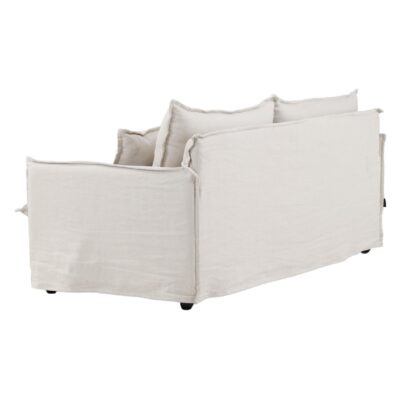 Moderne beige linnen 3-zitsbank afbeelding 5