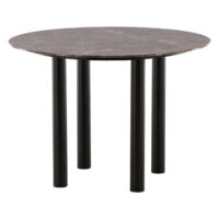 Ronde marmeren eettafel zwart donkerbruin afbeelding 3
