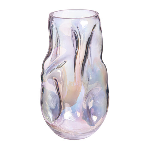 Vaas ingedeukt in parelmoer glas, vaas ingedeukt, bloemenvaas, glazen vaas, parelmoer vaas, vaas, ingedeukte glazen vaas, Vazen