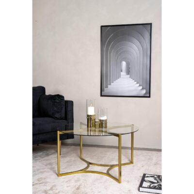 Favi Sofa Tafel Glas Geborsteld Messing afbeelding 5