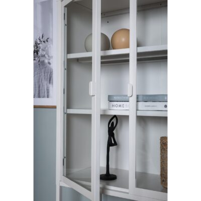 Scandinavisch design kast wit glas staal afbeelding 5