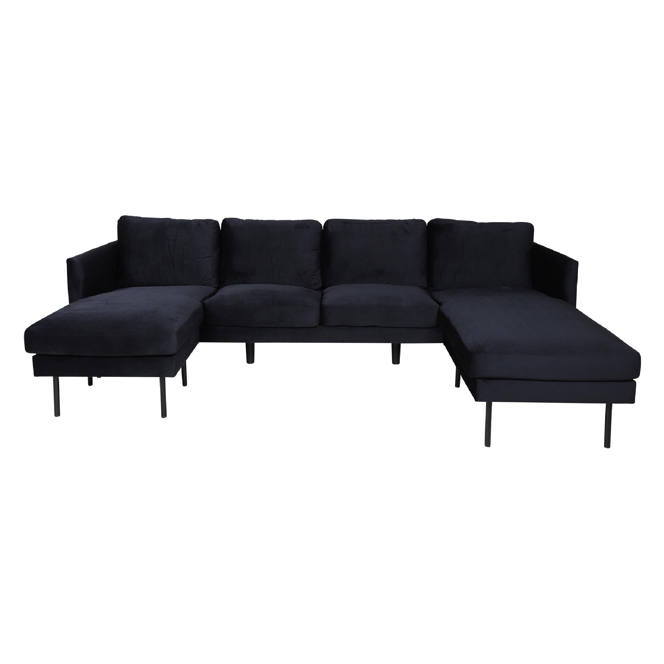 Jano U-Sofa zwart fluweel afbeelding 1