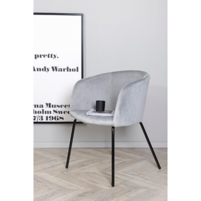 Moderne eetkamerstoel fluweel zwart lichtgrijs afbeelding 13