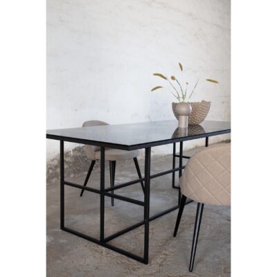 Industriële eettafel zwart glas afbeelding 15