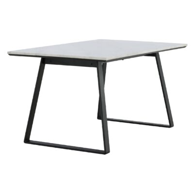Wit marmeren eettafel 140x90 cm afbeelding 5