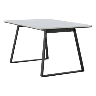 Wit marmeren eettafel 140x90 cm afbeelding 9