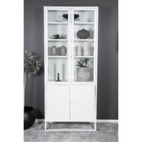 Gizo Beklede Boekenkast Wit Staal en Glas afbeelding 5