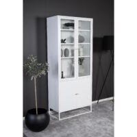 Gizo Beklede Boekenkast Wit Staal en Glas afbeelding 6