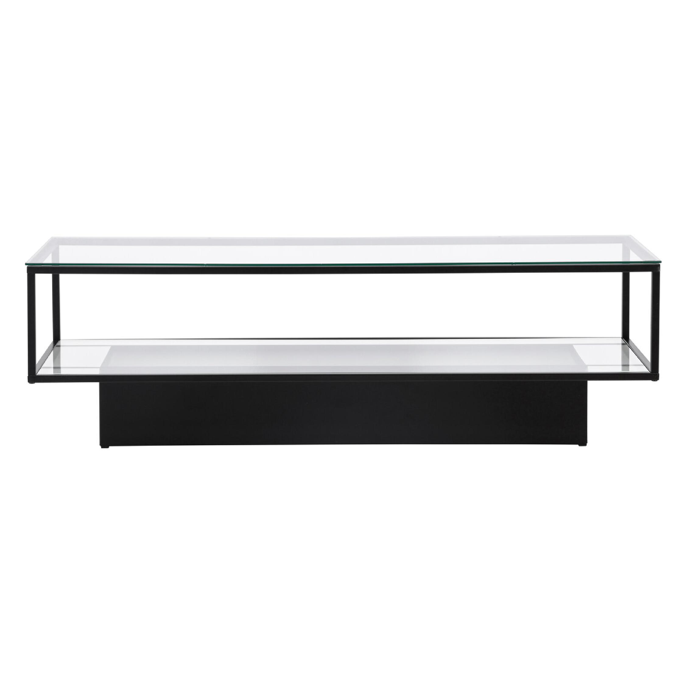 Salontafel zwart metaal glas afbeelding 1