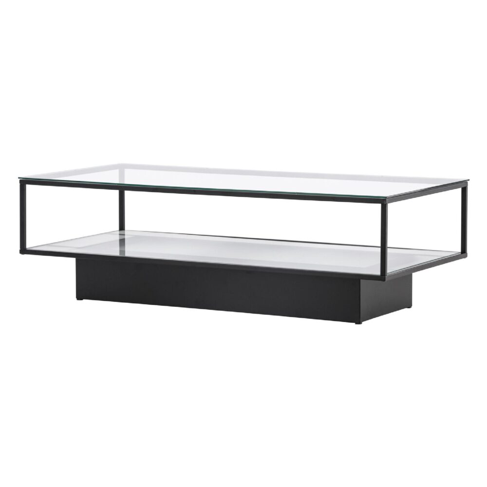 Salontafel zwart metaal glas afbeelding 2