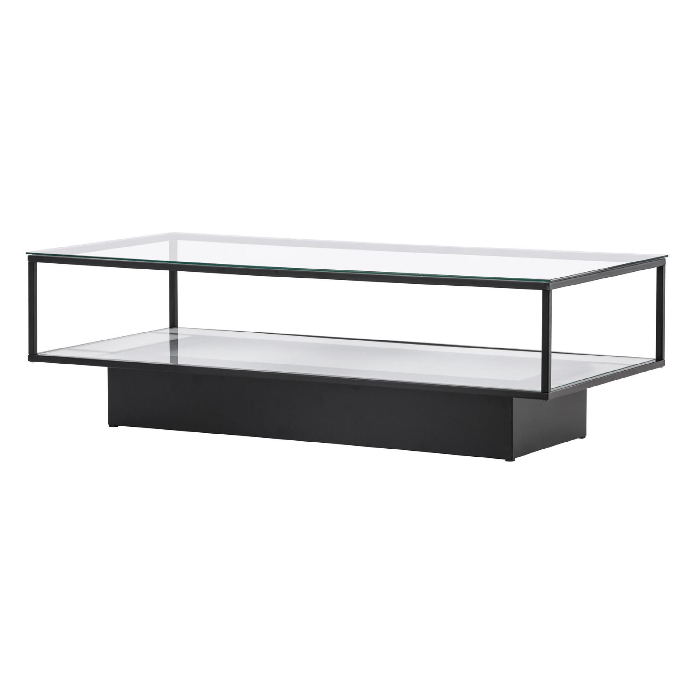 Salontafel zwart metaal glas afbeelding 2