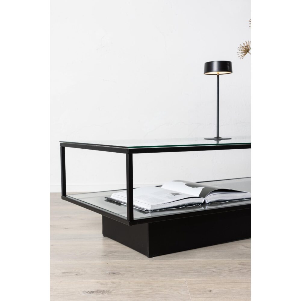 Salontafel zwart metaal glas afbeelding 8