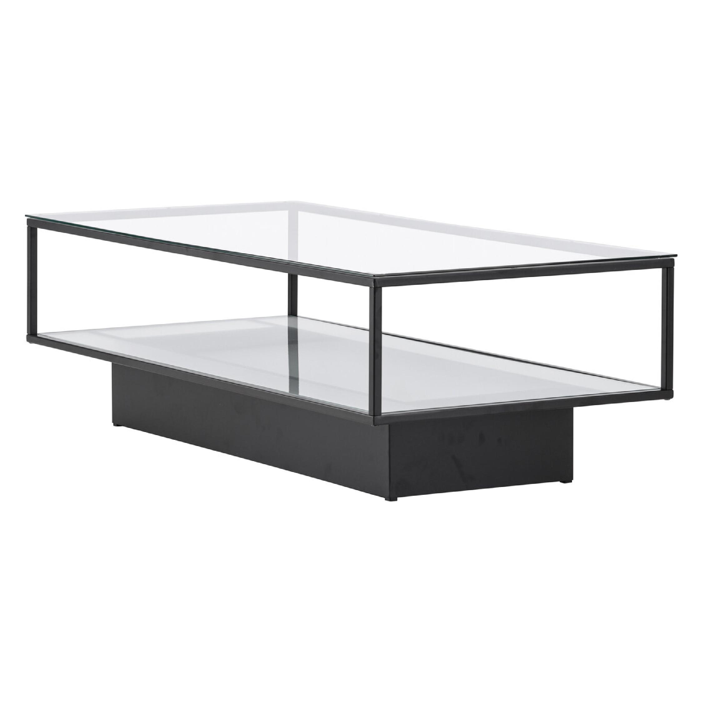 Salontafel zwart metaal glas afbeelding 3