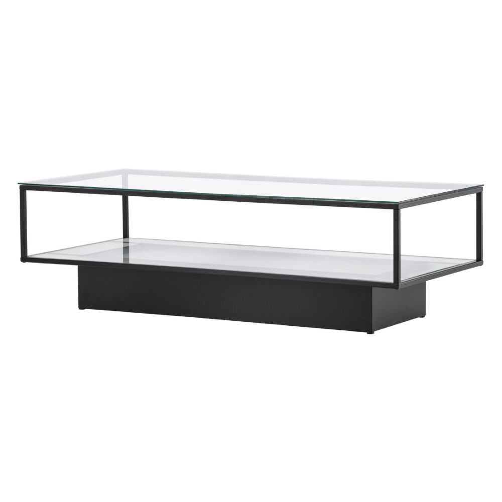 Salontafel zwart metaal glas afbeelding 4