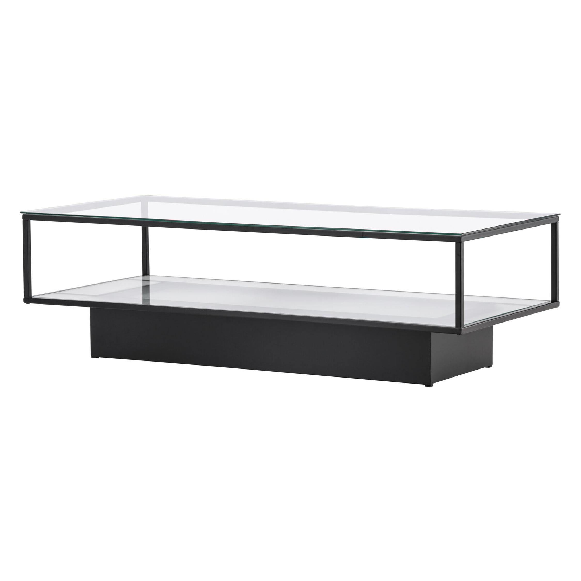 Salontafel zwart metaal glas afbeelding 4