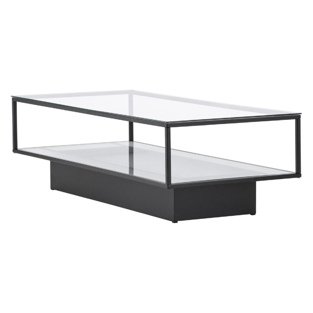 Salontafel zwart metaal glas afbeelding 5