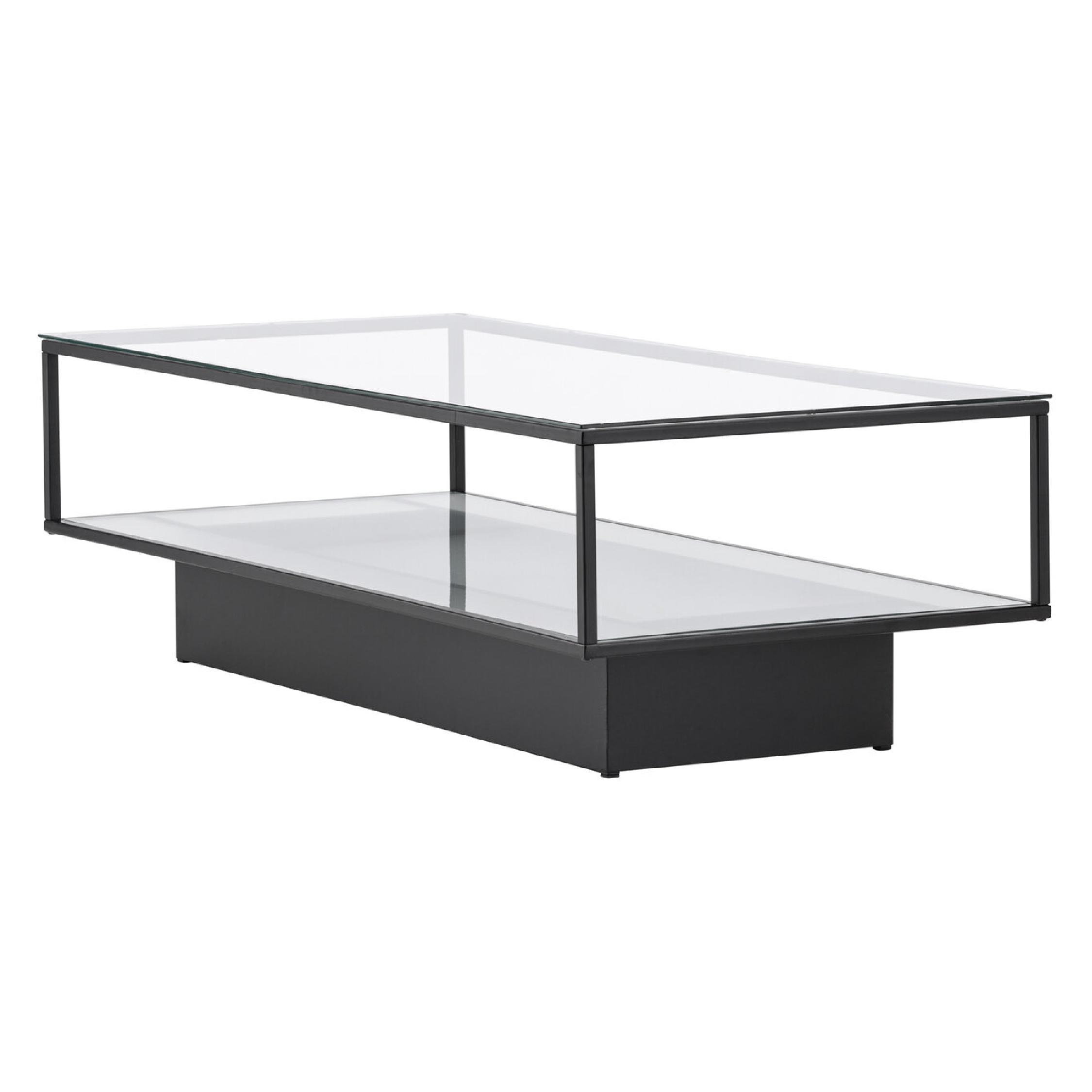 Salontafel zwart metaal glas afbeelding 5
