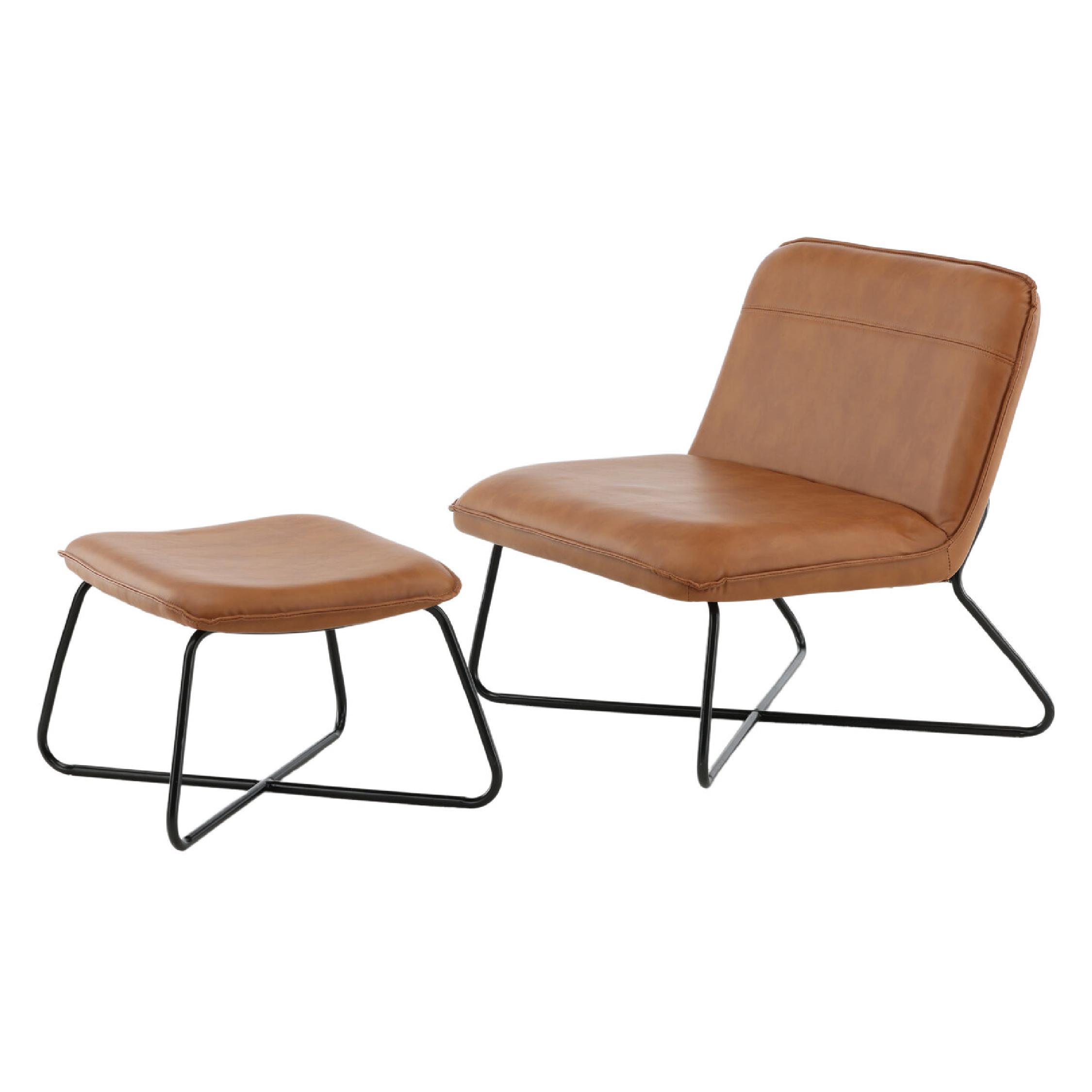 Fauteuil Lars Bruin PU Leer afbeelding 3