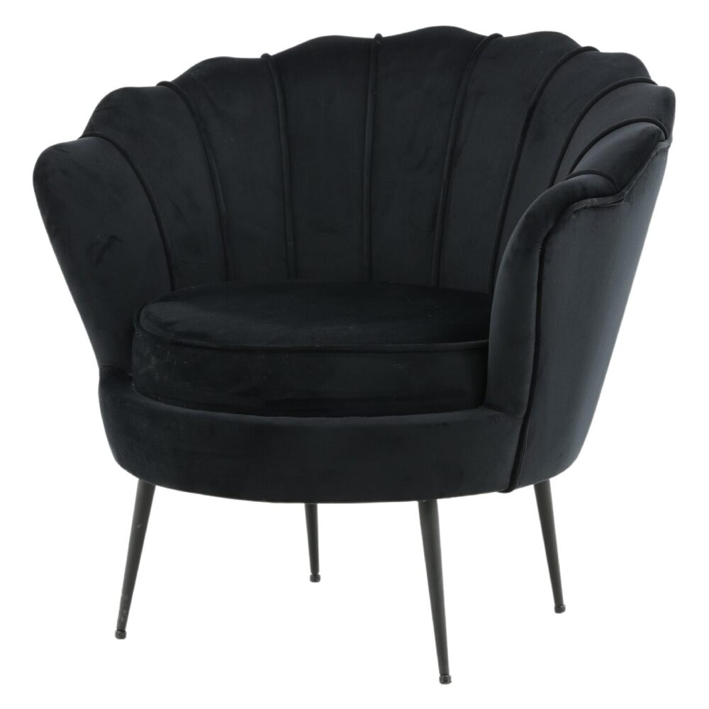 Zwarte fluwelen fauteuil afbeelding 2