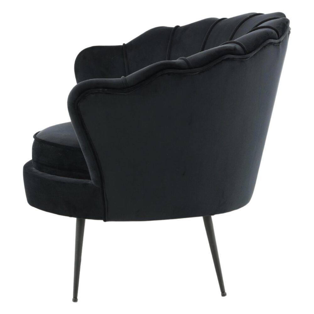 Zwarte fluwelen fauteuil afbeelding 3