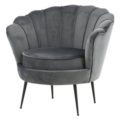 Donkergrijze fluwelen fauteuil afbeelding 2