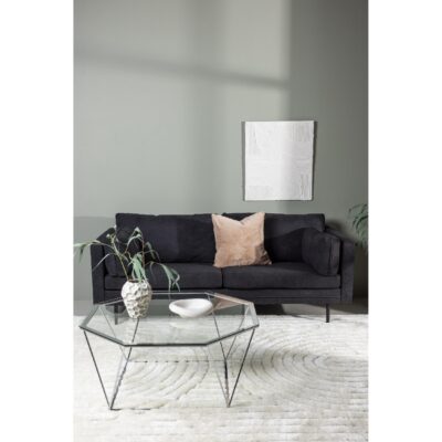 Scandinavisch design 3-zits bank zwart linnen afbeelding 6