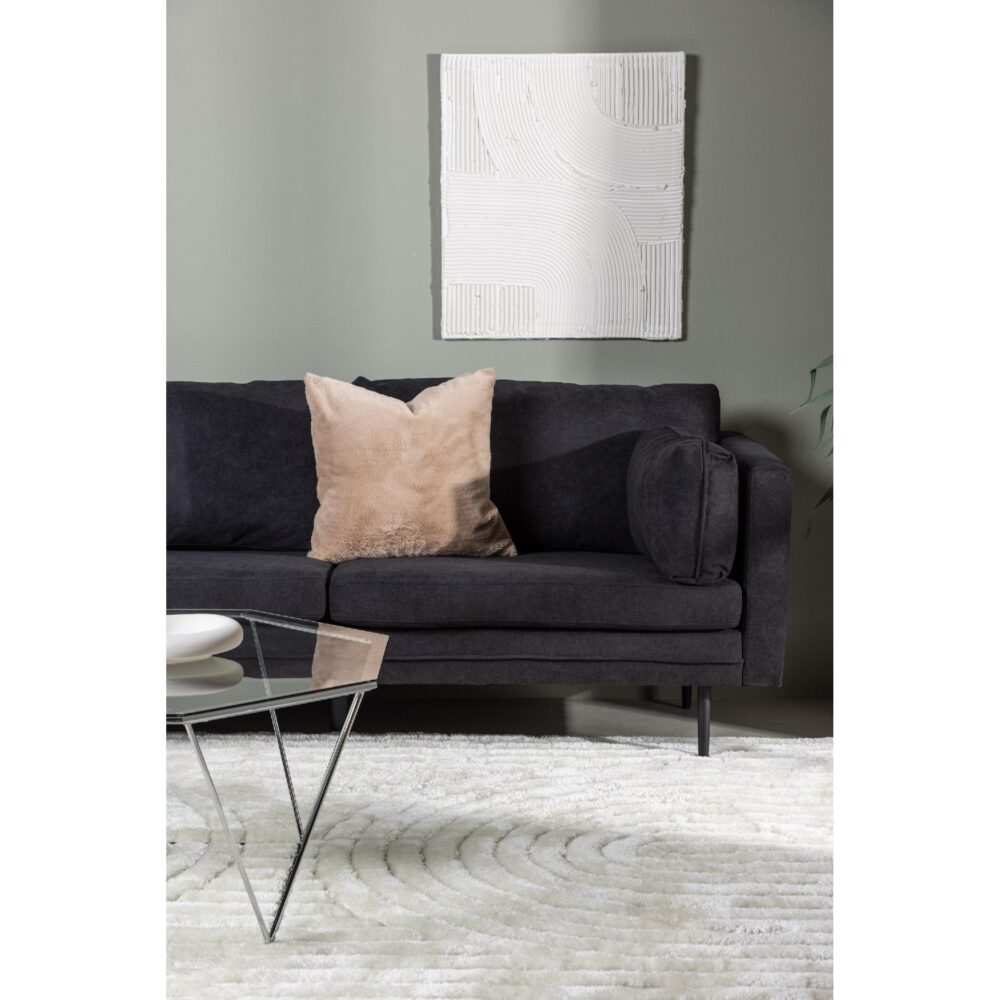 Scandinavisch design 3-zits bank zwart linnen afbeelding 7