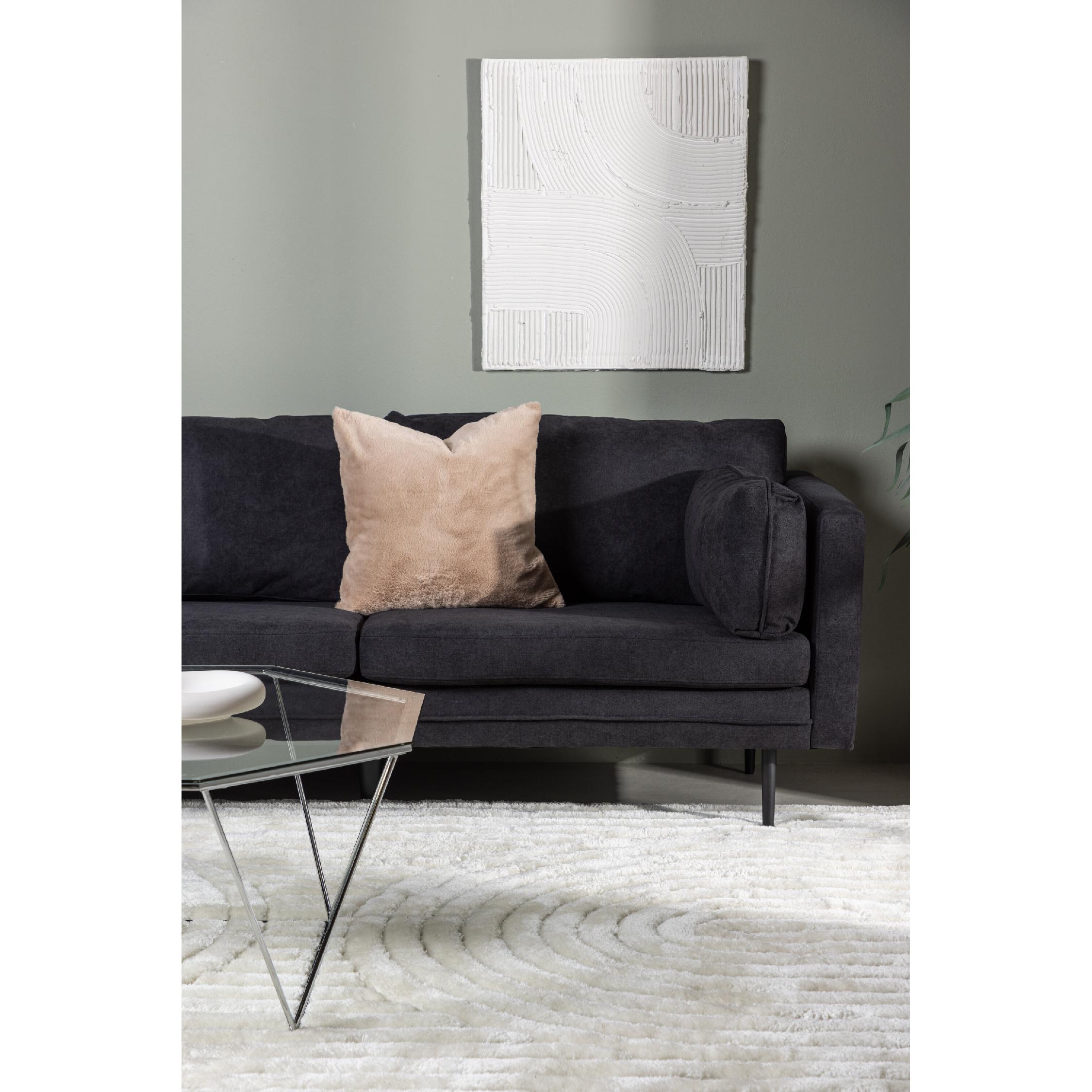 Scandinavisch design 3-zits bank zwart linnen afbeelding 7