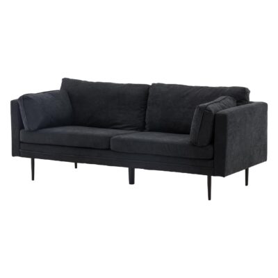 Scandinavisch design 3-zits bank zwart linnen afbeelding 2