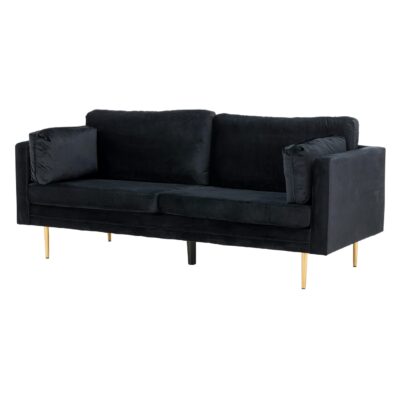 Zwarte fluwelen 3-zitsbank Rochester afbeelding 2