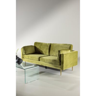 Scandinavische groene fluwelen 3-zitsbank afbeelding 8