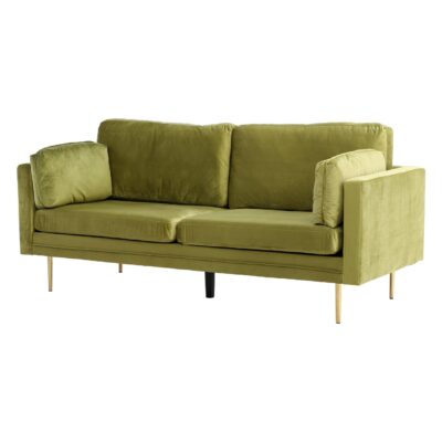Scandinavische groene fluwelen 3-zitsbank afbeelding 2
