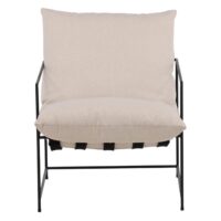 Moderne Fauteuil Zwart Wit Linnen afbeelding 1