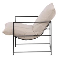 Moderne Fauteuil Zwart Wit Linnen afbeelding 4
