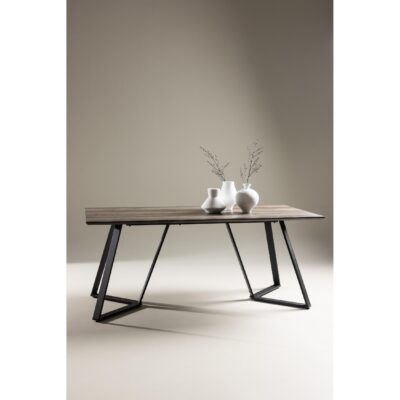 Grijze eetkamertafel met metalen poten afbeelding 8