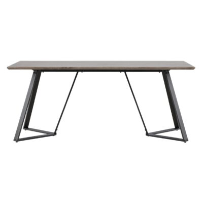 Grijze eetkamertafel met metalen poten afbeelding 1