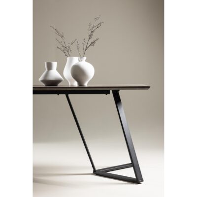 Grijze eetkamertafel met metalen poten afbeelding 9