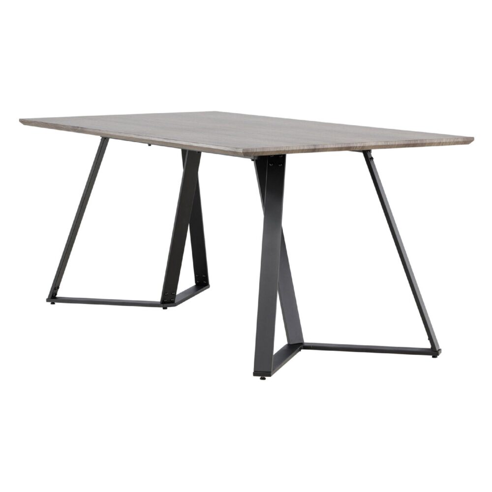 Grijze eetkamertafel met metalen poten afbeelding 3