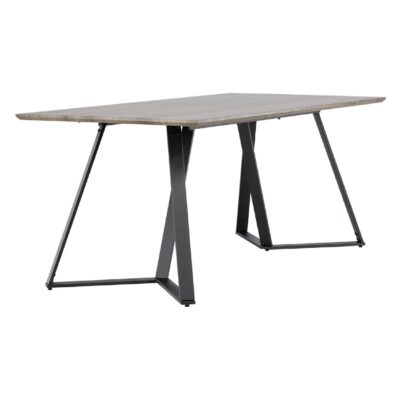 Grijze eetkamertafel met metalen poten afbeelding 5