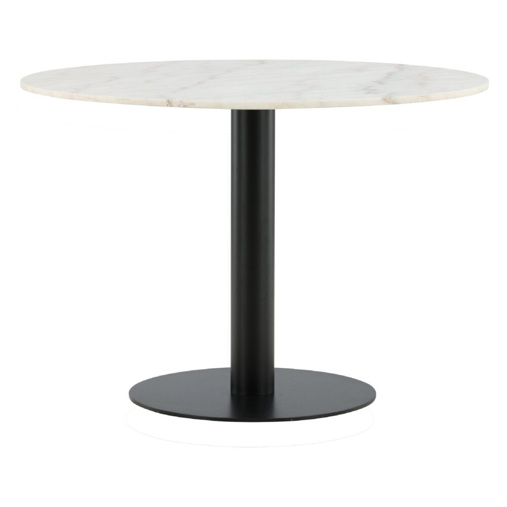 Ronde eettafel wit marmer zwart staal afbeelding 1