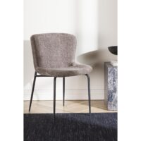 Scandinavische eetkamerstoelen zwart grijs bouclé afbeelding 6