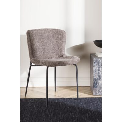 Scandinavische eetkamerstoelen zwart grijs bouclé afbeelding 6