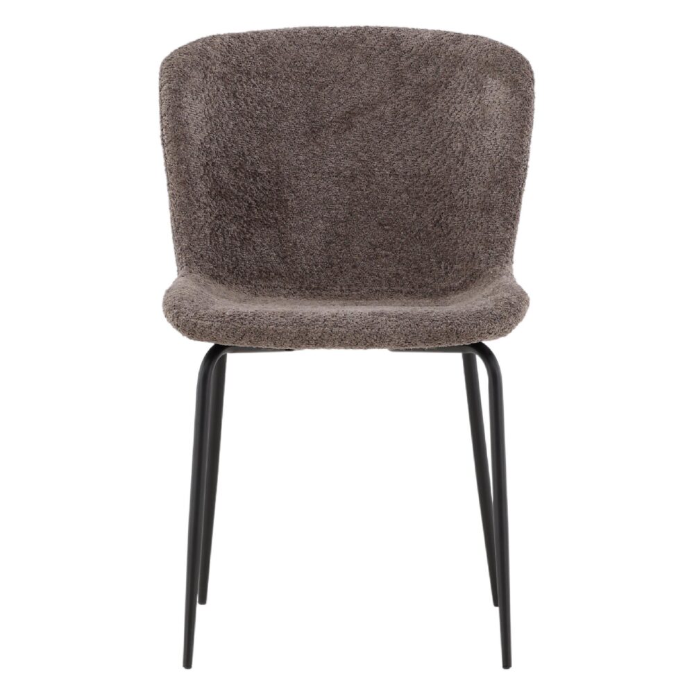 Scandinavische eetkamerstoelen zwart grijs bouclé afbeelding 1