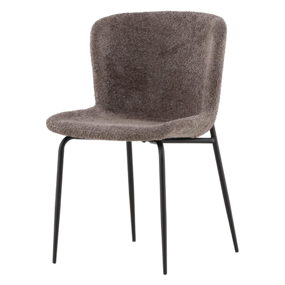 Scandinavische eetkamerstoelen zwart grijs bouclé afbeelding 2